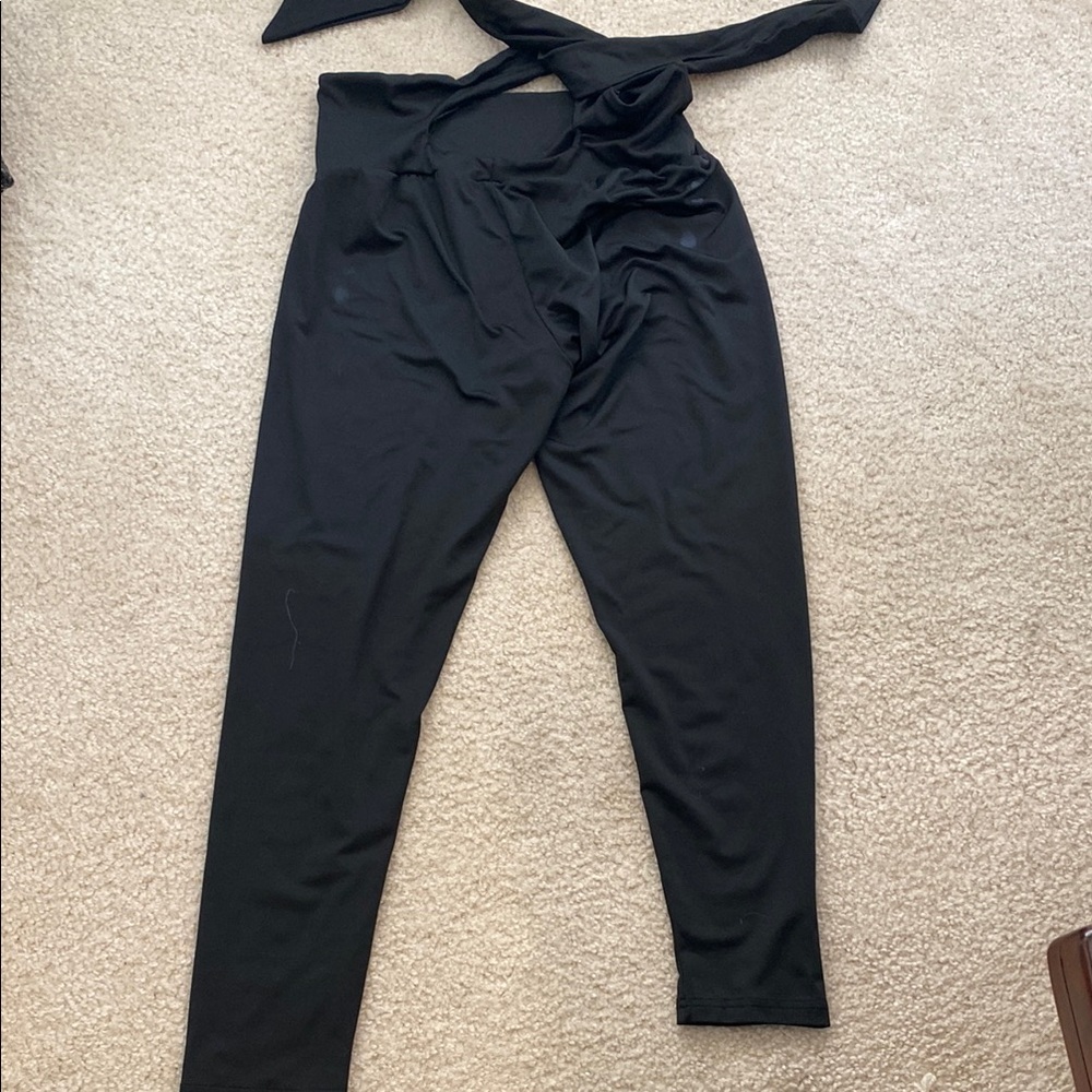 SHEIN Black Tie-Waist Leggings‎